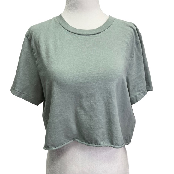 Frank And Oak Green Cropped Short Sleeve T-Shirt Size XL - Picture 3 of 10